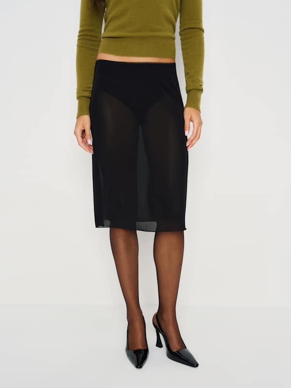 Brodie Sheer Knit Skirt - Black