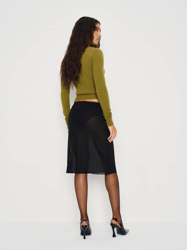 Brodie Sheer Knit Skirt - Black