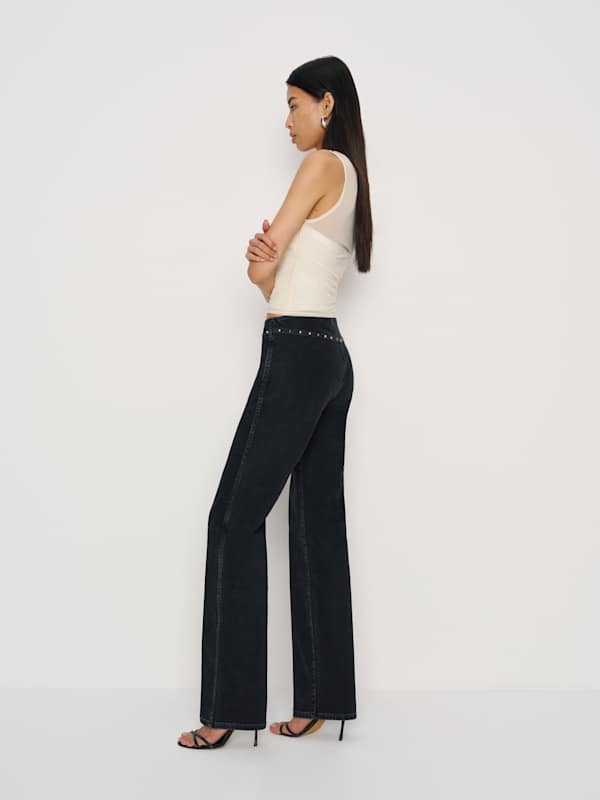 Rayla Super Stretch Low Rise Straight Jeans - Volta Studded