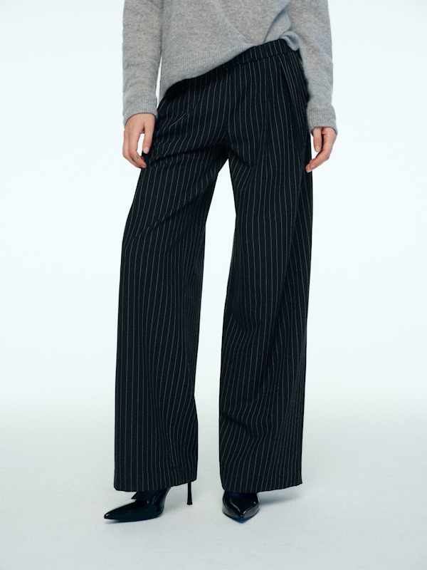 Marion Low Rise Pant - Black And White Stripe