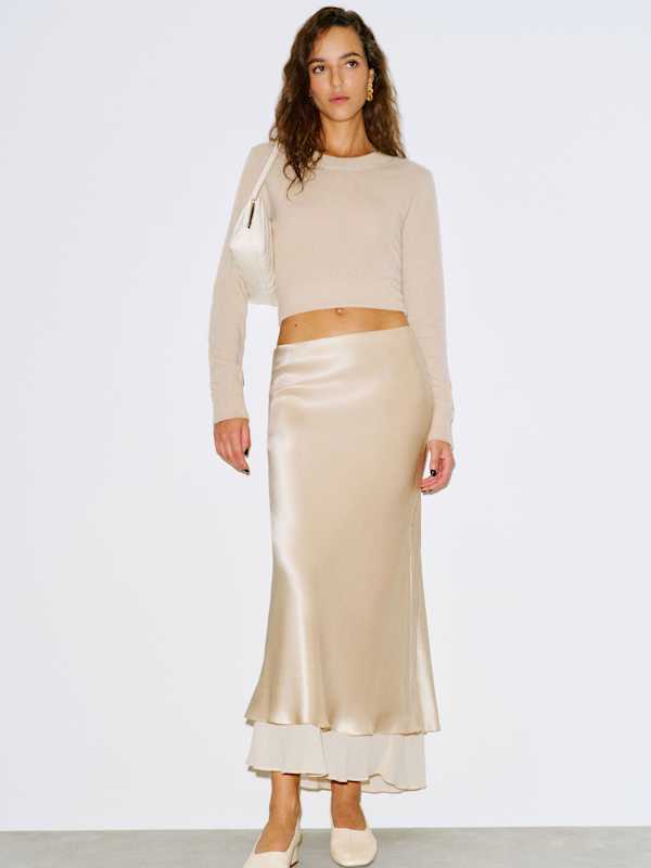 Marcia Silk Skirt - Almond