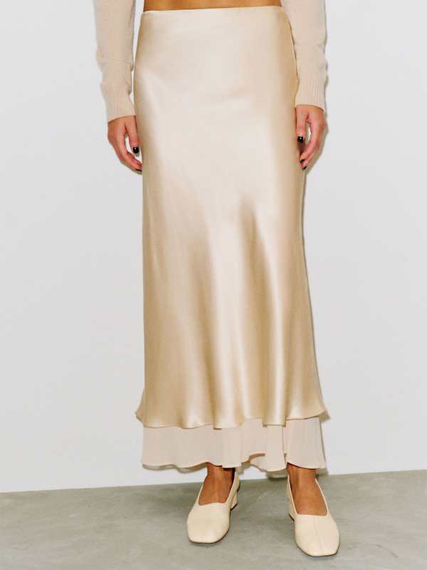 Marcia Silk Skirt - Almond