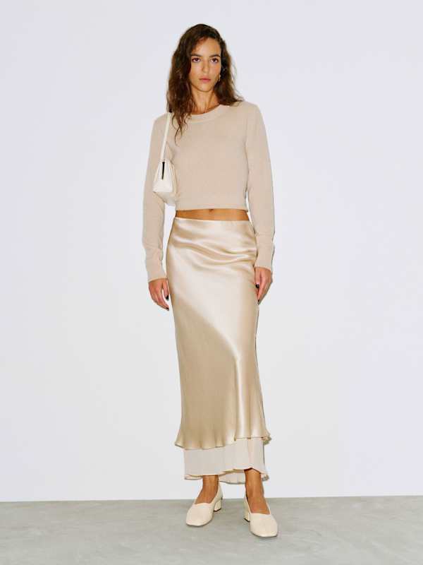 Marcia Silk Skirt - Almond