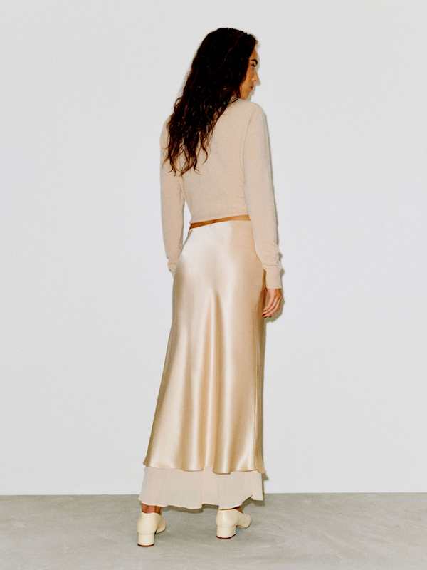 Marcia Silk Skirt - Almond