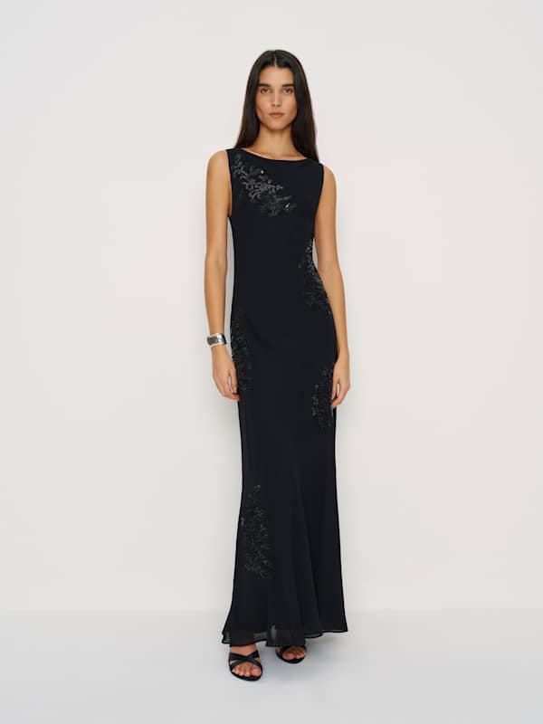 Prescott Dress - Black Applique