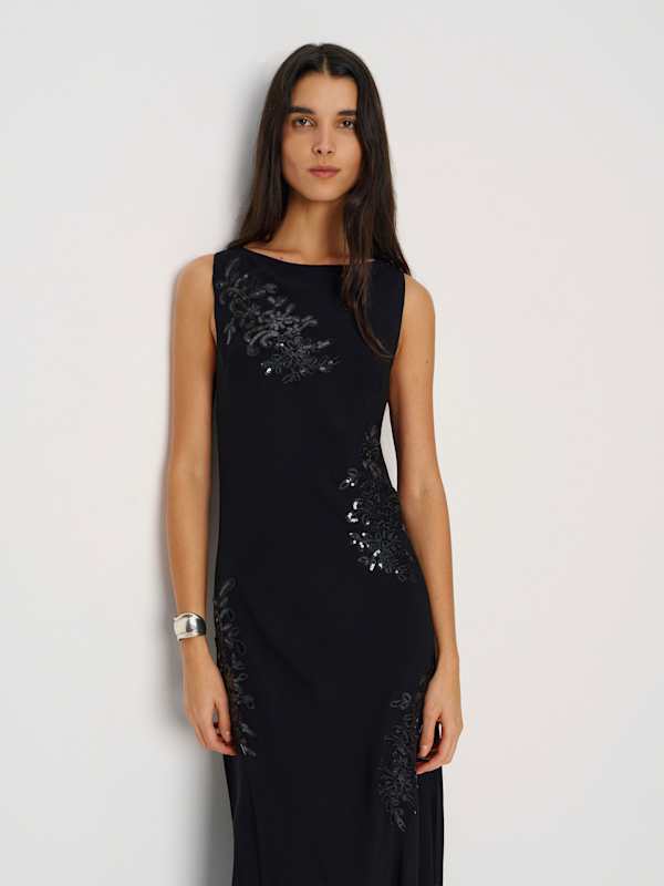 Prescott Dress - Black Applique