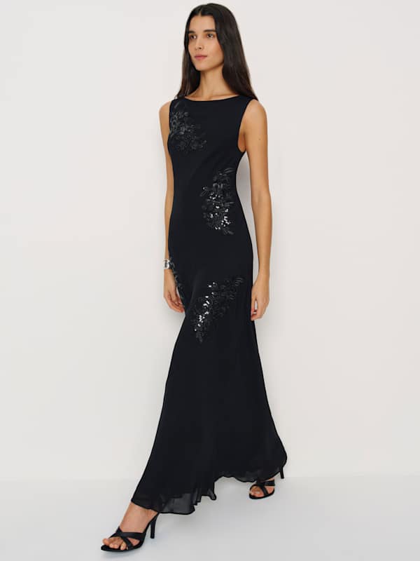 Prescott Dress - Black Applique