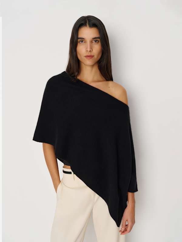 Alden Cashmere Poncho - Black