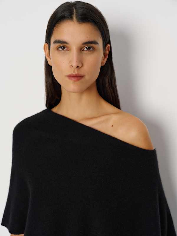 Alden Cashmere Poncho - Black