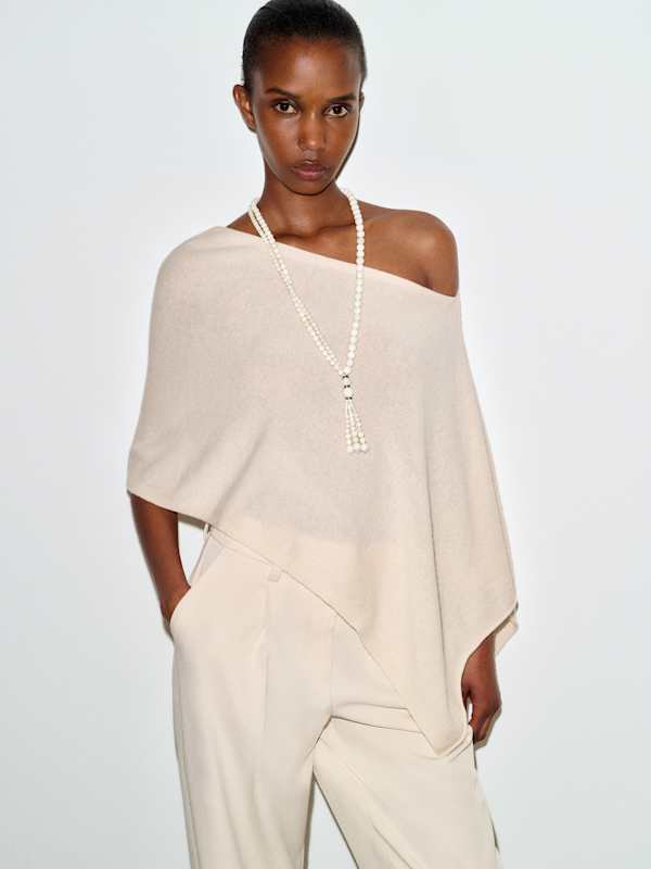 Alden Cashmere Poncho - Fior Di Latte