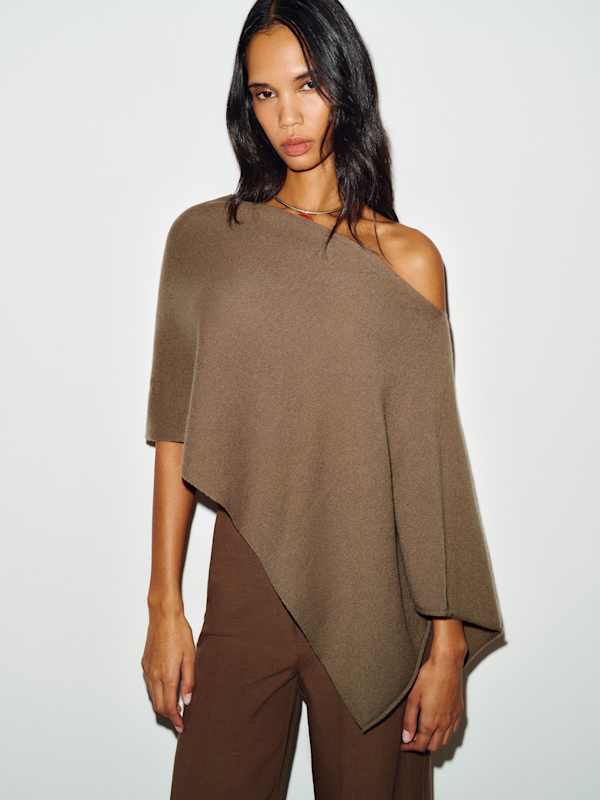 Alden Cashmere Poncho - Mushroom