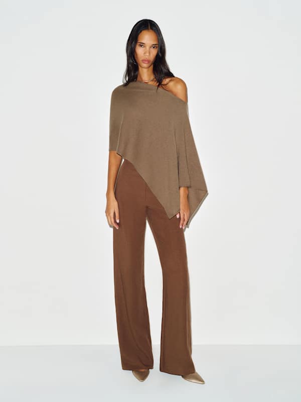 Alden Cashmere Poncho - Mushroom