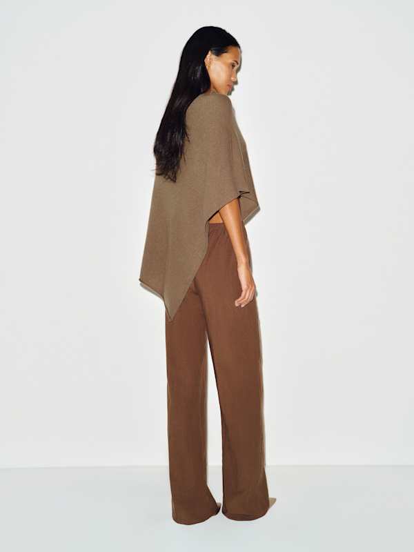 Alden Cashmere Poncho - Mushroom