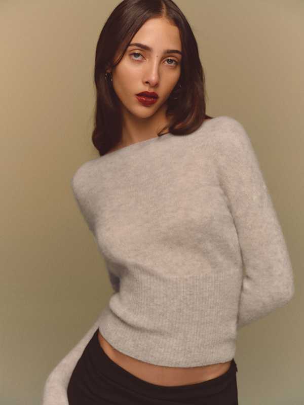 Soren Sheer Alpaca Sweater Top - Barley