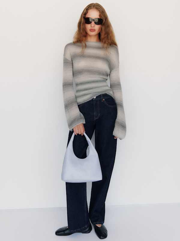 Soren Sheer Alpaca Sweater Top - Granite Space Dye
