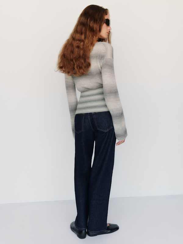 Soren Sheer Alpaca Sweater Top - Granite Space Dye