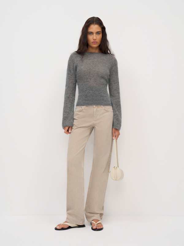 Soren Sheer Alpaca Sweater Top - Thunder