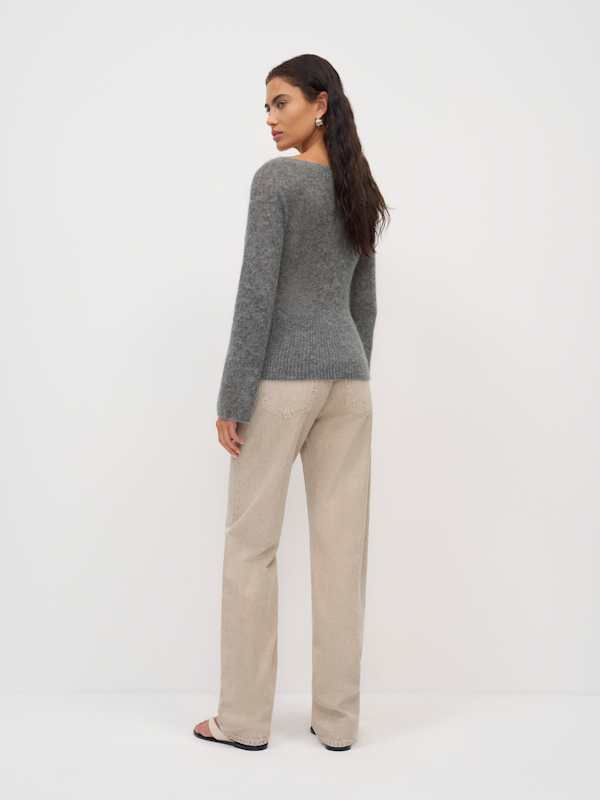 Soren Sheer Alpaca Sweater Top - Thunder
