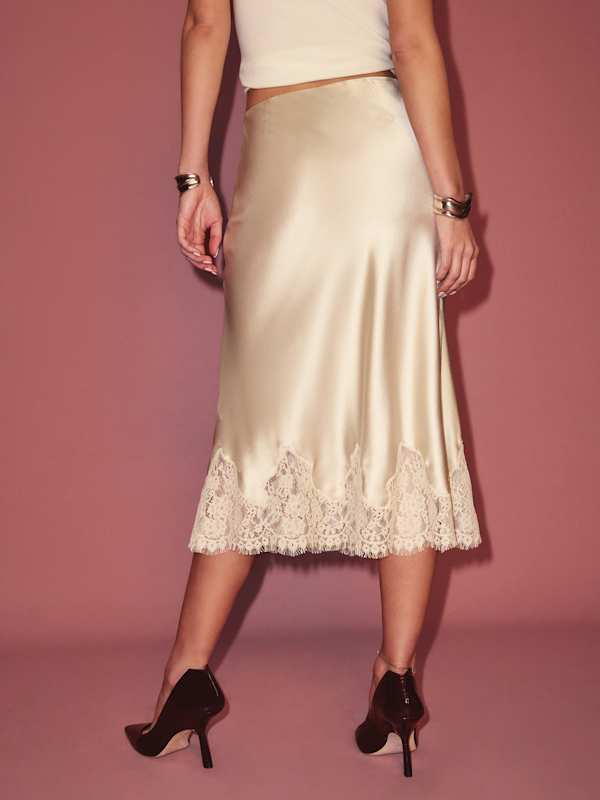 Petites Carolina Silk Skirt - Almond