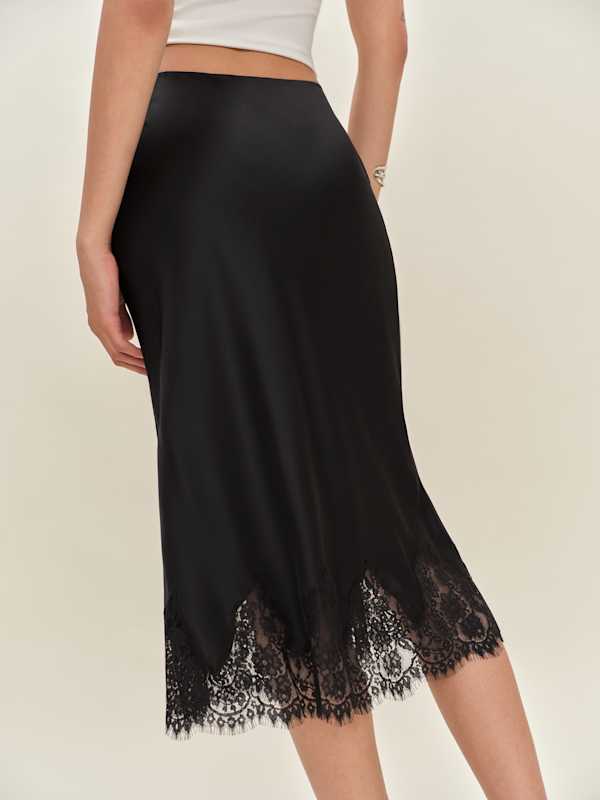 Petites Carolina Silk Skirt - Black