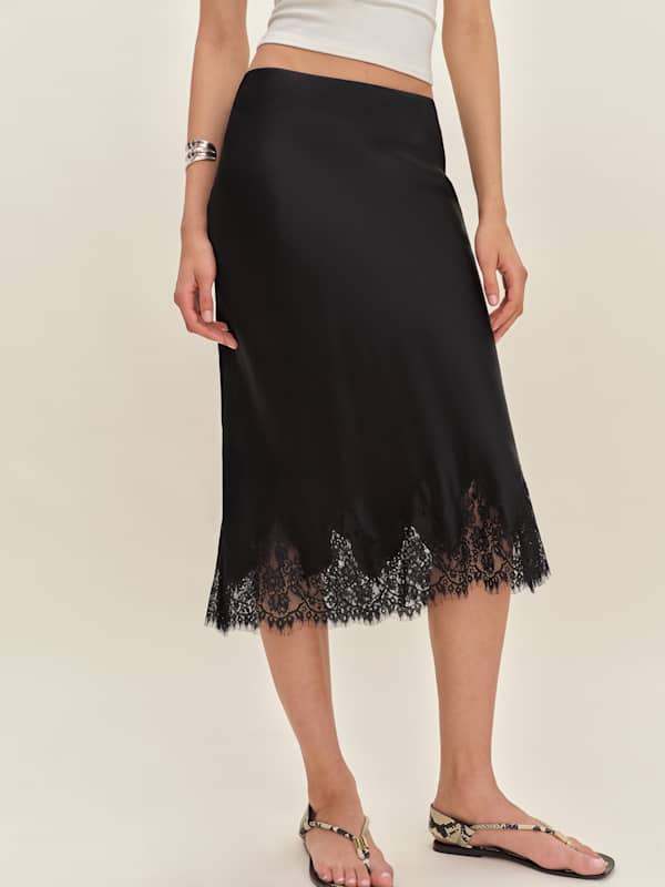 Petites Carolina Silk Skirt - Black