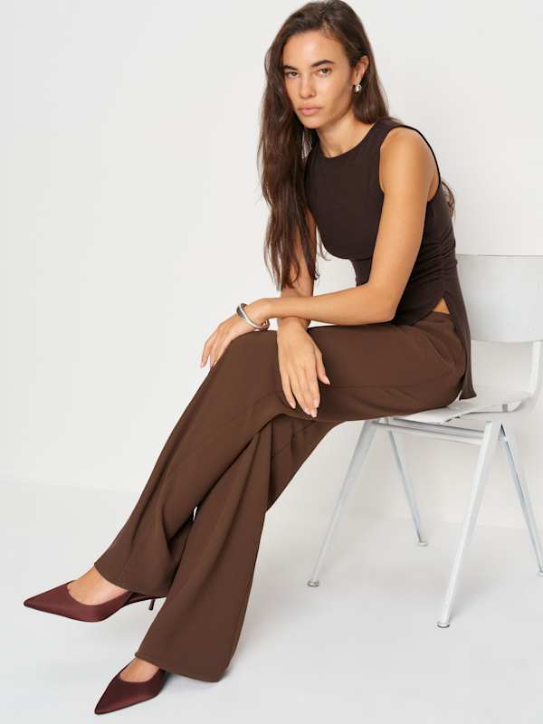 Petites Gale Mid Rise Bias Pant - Cafe