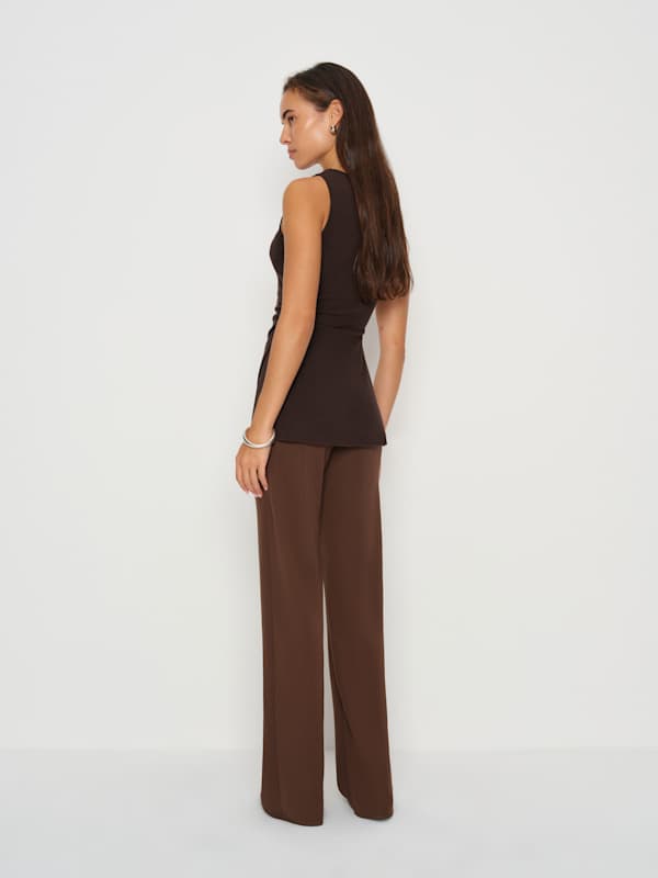 Petites Gale Mid Rise Bias Pant - Cafe