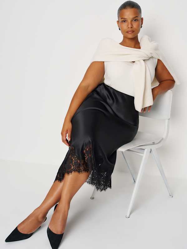 Carolina Silk Skirt Es - Black