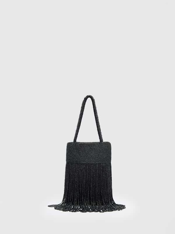 Valentina Mini Beaded Bag - Black Beaded