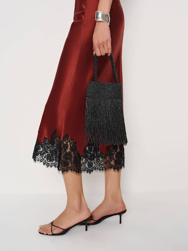 Valentina Mini Beaded Bag - Black Beaded