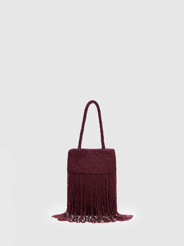 Valentina Mini Beaded Bag - Burgundy Beaded