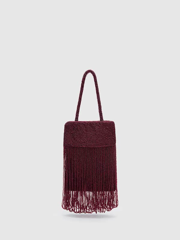 Valentina Mini Beaded Bag - Burgundy Beaded