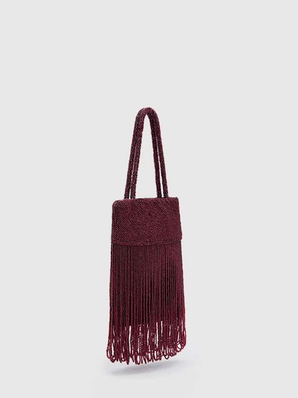 Valentina Mini Beaded Bag - Burgundy Beaded