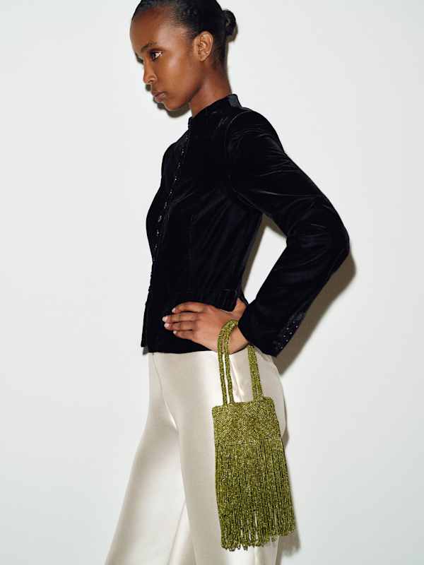 Valentina Mini Beaded Bag - Moss Garden Beaded