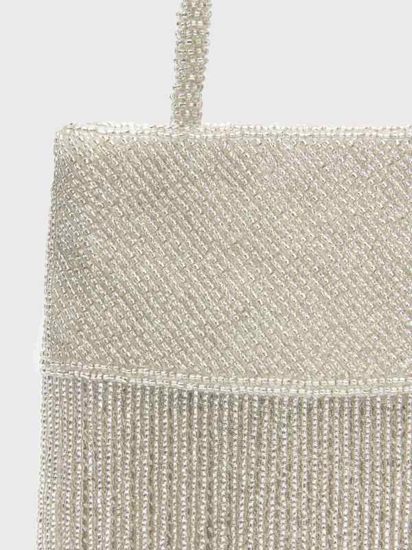 Valentina Mini Beaded Bag - Silver Beaded
