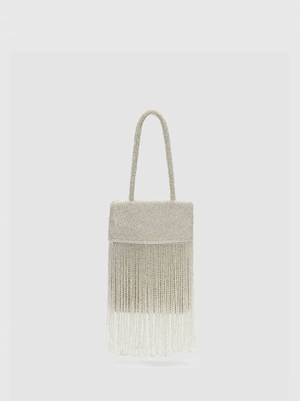 Valentina Mini Beaded Bag - Silver Beaded