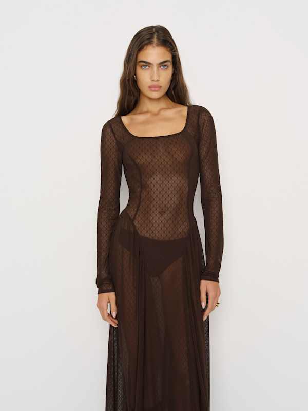 Leona Knit Dress - Sheer Brown