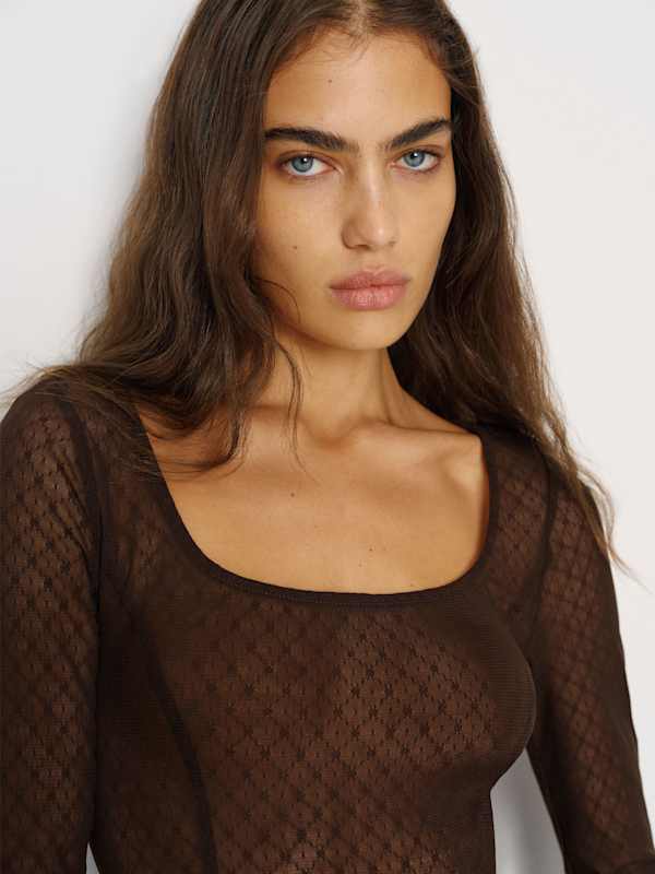 Leona Knit Dress - Sheer Brown