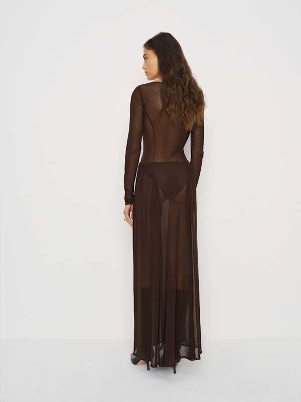 Leona Knit Dress - Sheer Brown