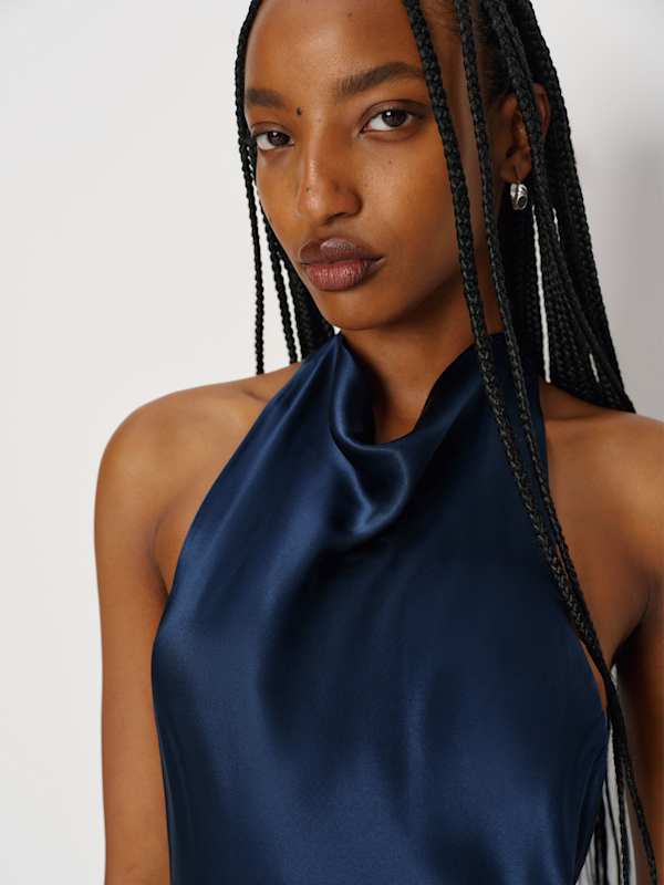 Emeline Silk Dress - Navy