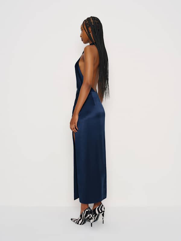 Emeline Silk Dress - Navy