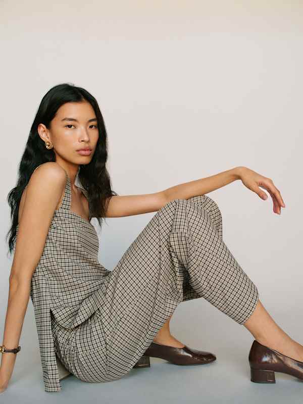 Kristen Two Piece - Beige And Black Check