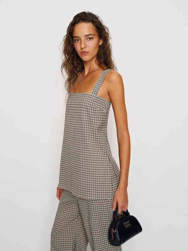 Kristen Two Piece - Beige And Black Check