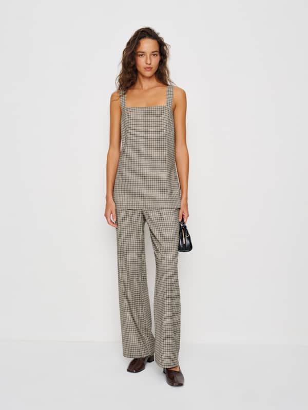 Kristen Two Piece - Beige And Black Check