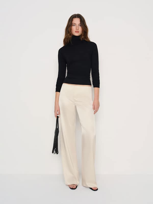 Vida Satin Low Rise Pant - Fior Di Latte