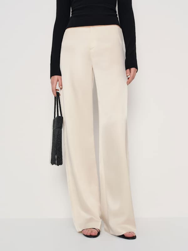 Vida Satin Low Rise Pant - Fior Di Latte