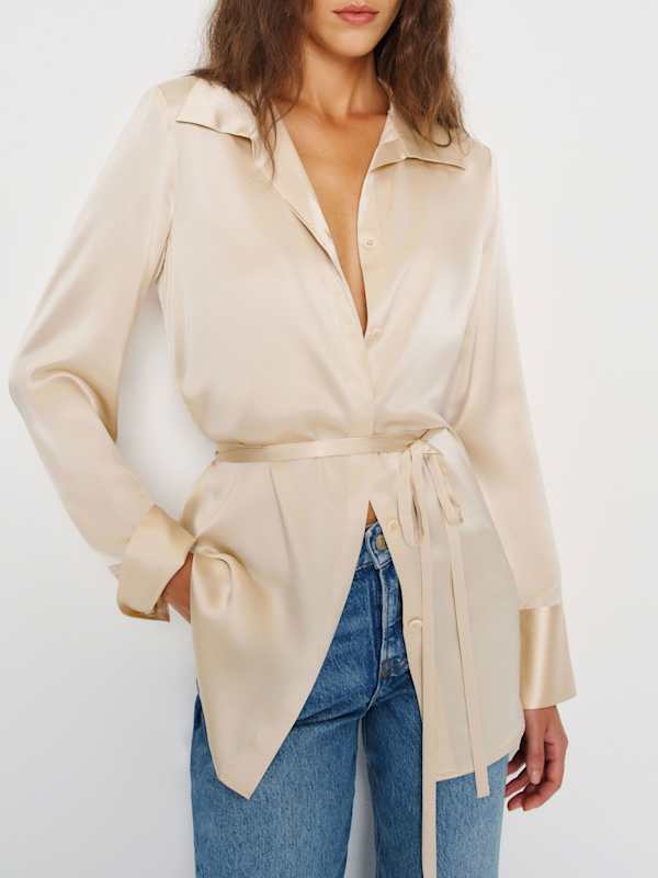 Camilla Silk Top - Almond