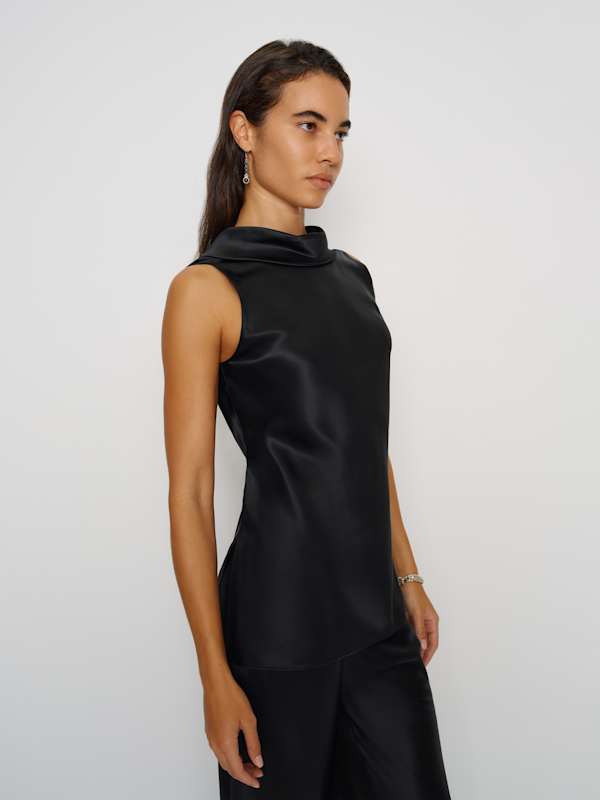 Angela Silk Two Piece - Black