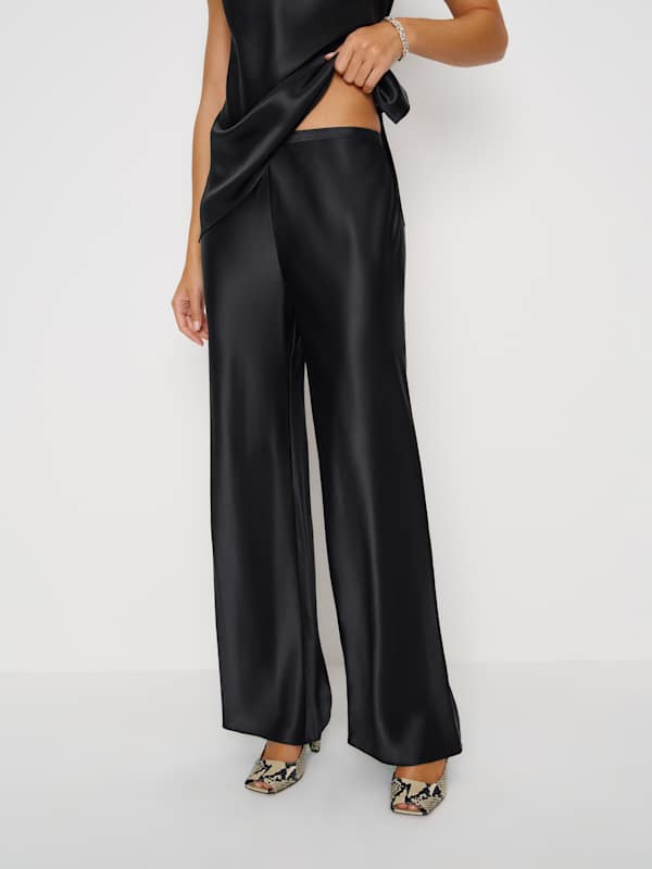 Angela Silk Two Piece - Black