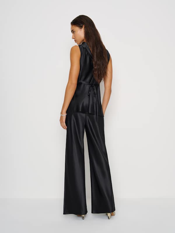 Angela Silk Two Piece - Black